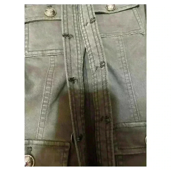 WHBM Gold Button Trim Military Jacket, Forever Olive Size 4 - Picture 6 of 11